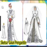 Design Sketch of Bridal Gown Affiche