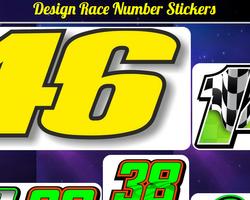 Design Race Number Sticker-poster