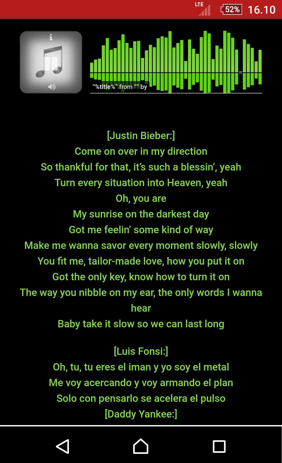 Luis Fonsi - Despacito - Lyrics для Андроид - скачать APK