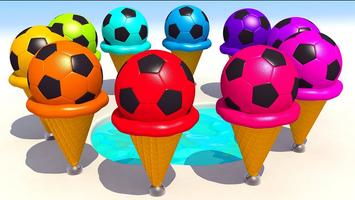 Lear Color With Ice Cream Soccer Balls For kids Affiche