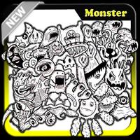 Doodle Monster Art Affiche