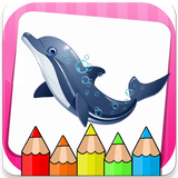 Jeu de dessin de dauphins à colorier icône