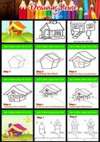 how to draw a house step by step Affiche