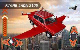 coche volador Lada 2106 Poster