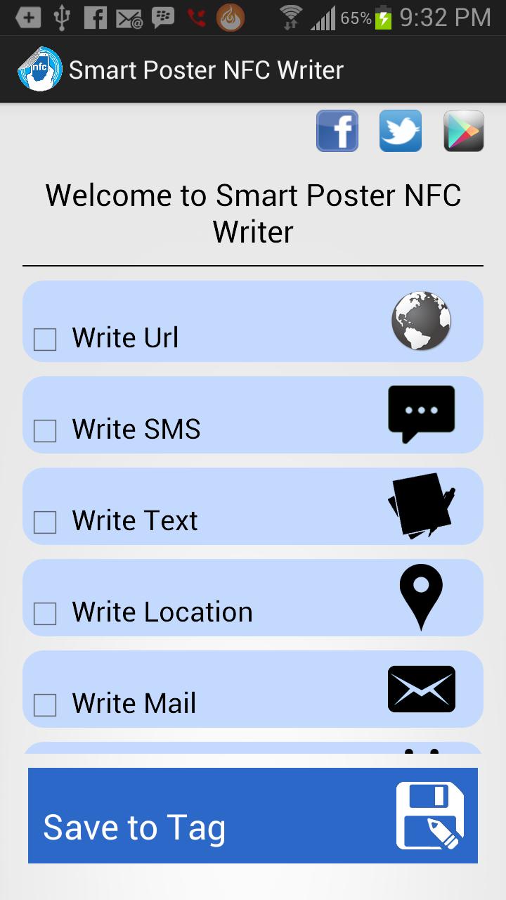 Nfc writer. New Tech connection NFC Android Screen shot.