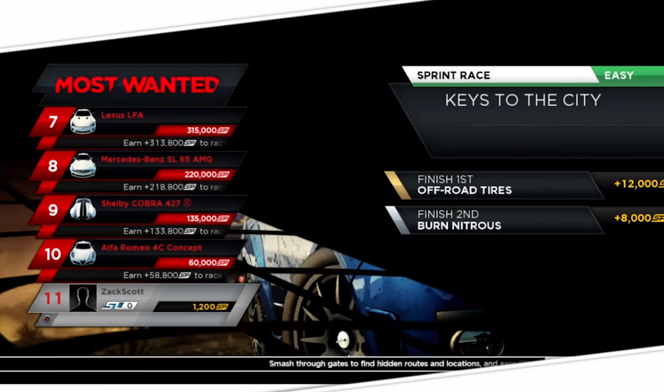 Need for speed most wanted car locations