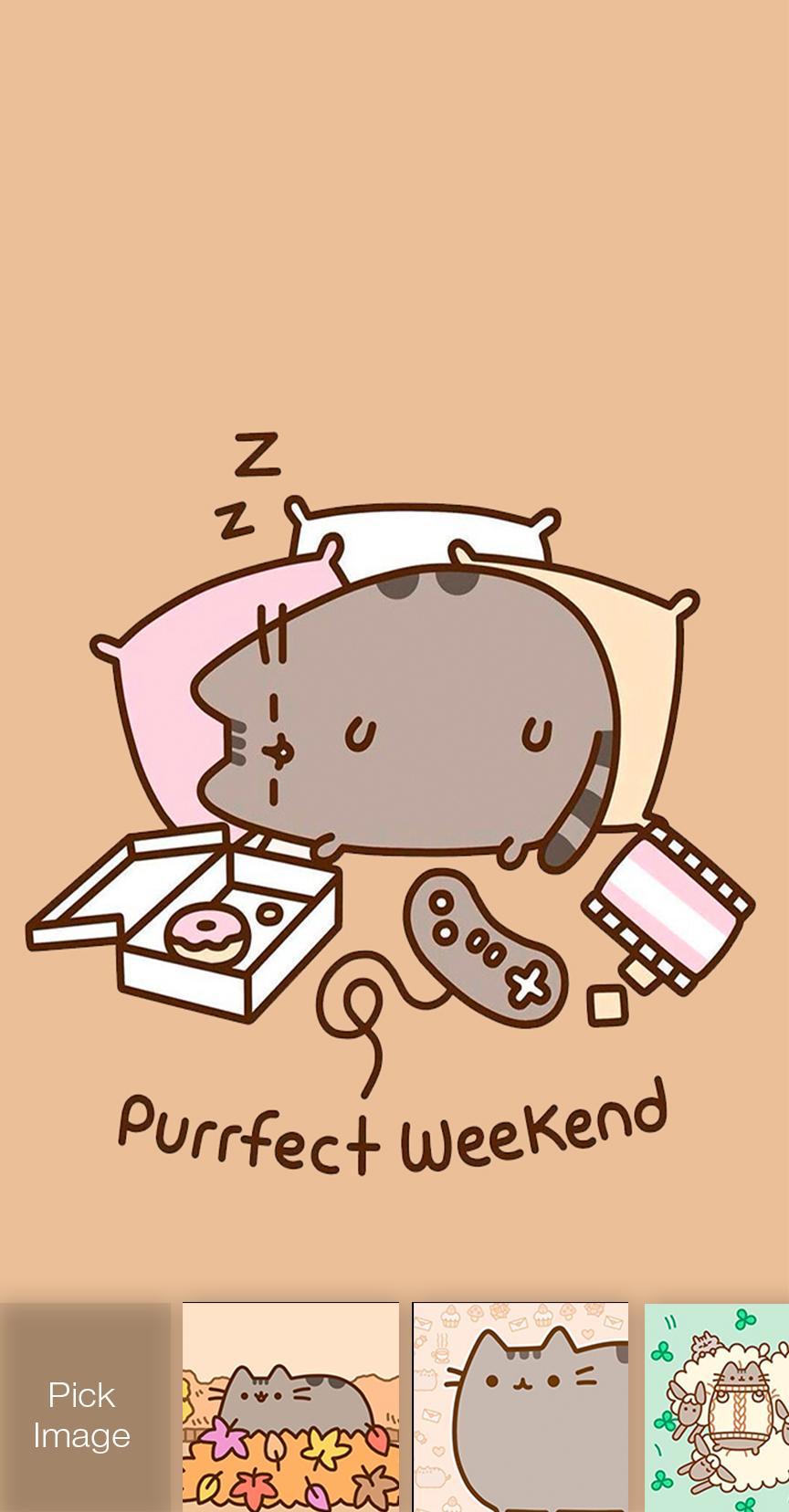 Pusheen Kawaii Cat Anime Wallpaper Lock Screen For Android - food pusheen roblox