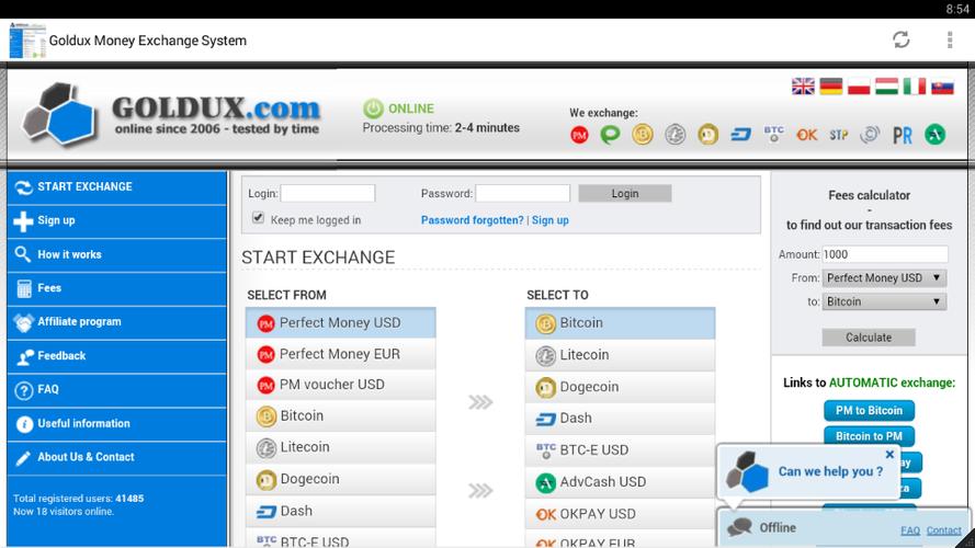 goldux money exchange system for