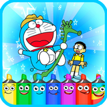 Coloring blue cat cartoon