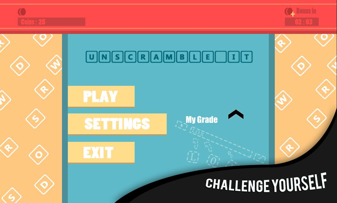 Приложение на слово молод. Jumbled Word Quiz game.