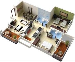 3D Home Plan Ontwerp-poster