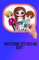 How to draw cute girly and boys Affiche