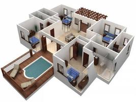 Les plans d'étage 3D Maison Affiche
