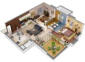 3D House Floor Plans โปสเตอร์