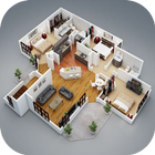 Kế hoạch sàn nhà 3D biểu tượng
