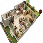 Plans d'étage de la maison 3D icône