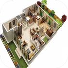Planos de la casa 3D icono