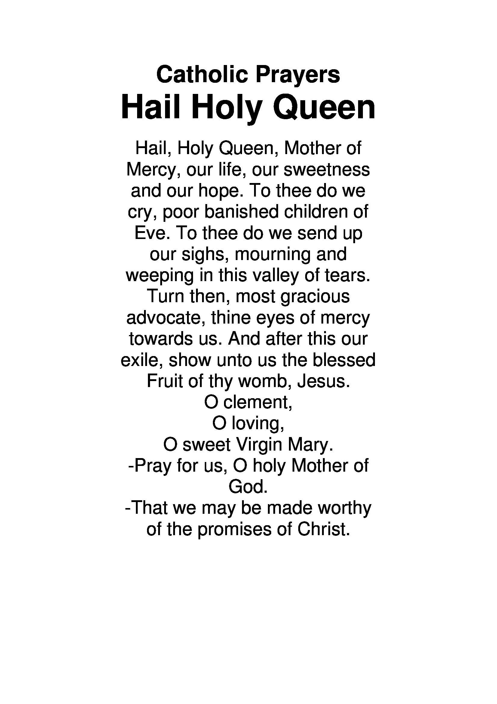 Free Printable Hail Holy Queen Prayer