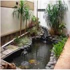 The garden design of the front pool of the house-icoon