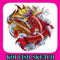 Koi Fish Sketch Affiche