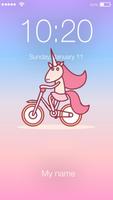 Cute Magical Unicorn With Rainbow Horn Lock Screen Affiche