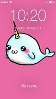 Cute Narwhal Whale With Rainbow Horn Lock Screen 截图 2