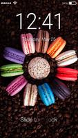 Black Coffee and Sweet Tasty Macarons Lock Screen screenshot 1