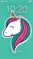 Magic Cartoon Unicorn Rainbow App Lock plakat