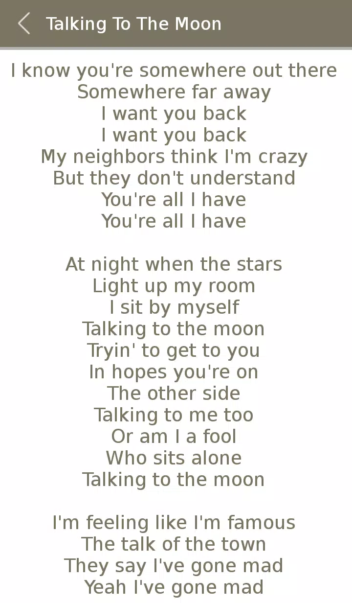 Talking To The Moon Tekst