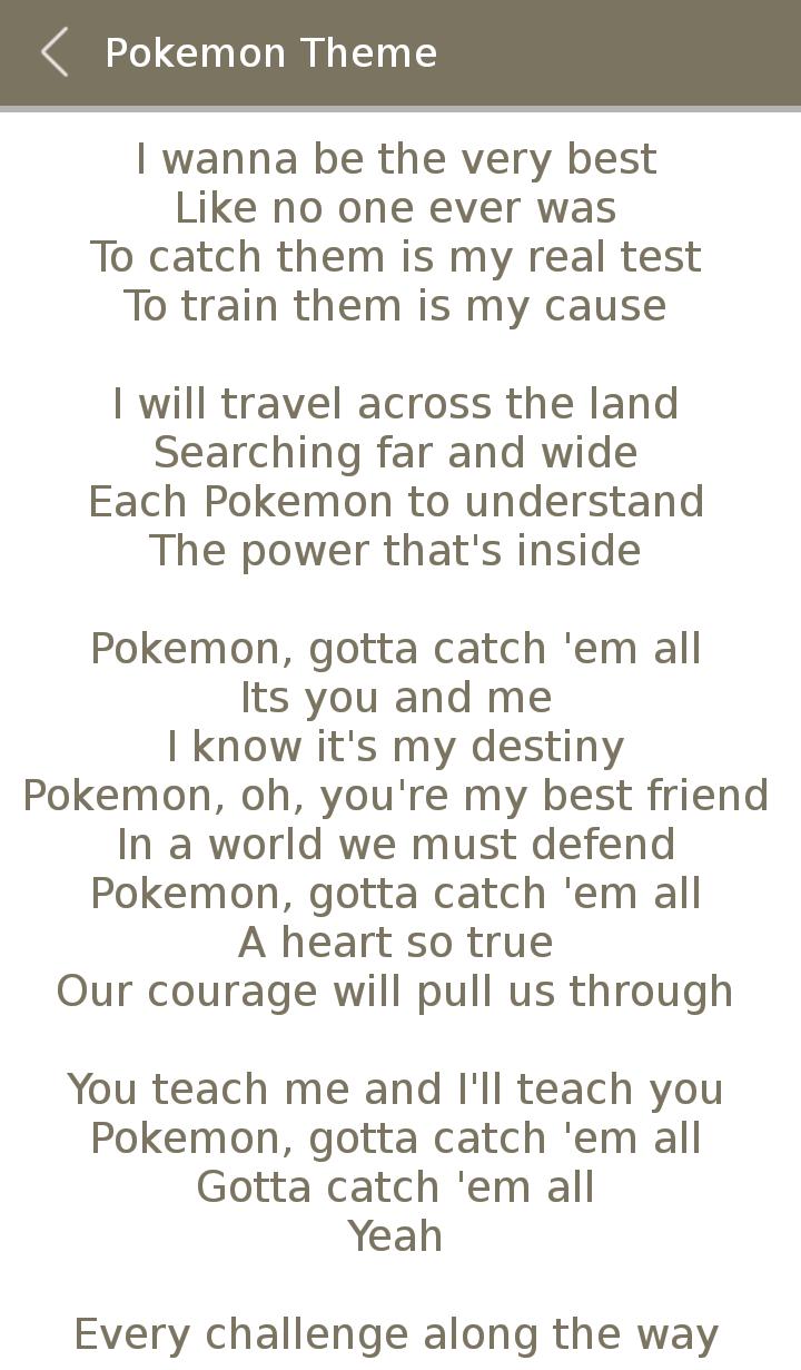 All Pokemon Album Songs Lyrics For Android Apk Download