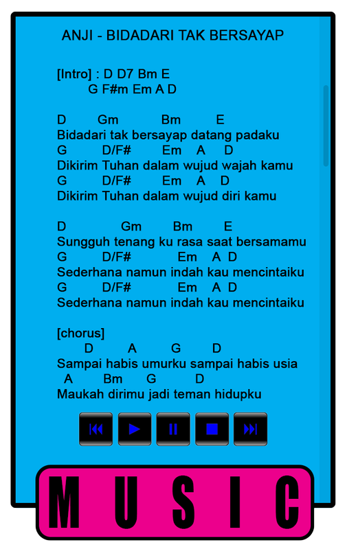 Kumpulan Chord Gitar Bidadari Tak Bersayap Anji