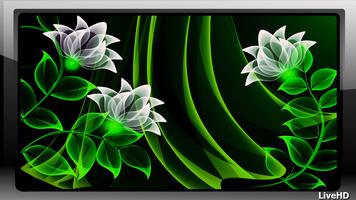 Neon Flowers Wallpaper Affiche