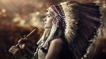 Native American Gir. Wallpaper постер