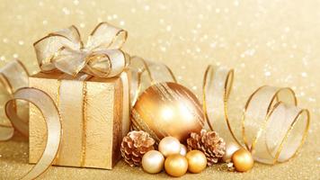 Christmas gifts.Gold texture Affiche