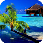 Tropical bungalow. Wallpapers-icoon