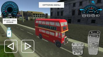 London Double Decker Bus Drive Affiche