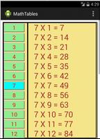 Math Tables screenshot 1