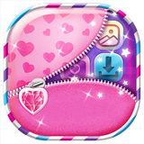 Cute Pink Zipper Lock Screen simgesi