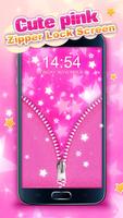 Cute Pink Zipper Lock Screen Affiche