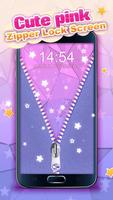 Cute Pink Zipper Lock Screen Ekran Görüntüsü 1