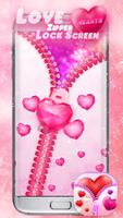 Love Hearts Zipper Lock Screen Affiche