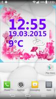 Pink Clock And Weather Widget Affiche