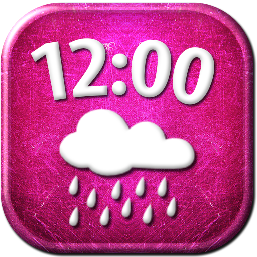 Pink Clock Weather Widget