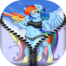 Rainbow Shy Pony Princess Zipper Lock Screen-APK