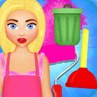 girl cleaning house game icône