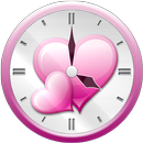 Pink Heart Analog Clock Widget APK