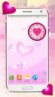 Pink Heart Analog Clock Widget imagem de tela 3