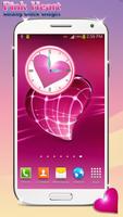 Pink Heart Analog Clock Widget capture d'écran 1