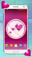Pink Heart Analog Clock Widget imagem de tela 2
