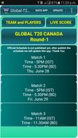 Schedule of Global T20 Canada 2018 poster